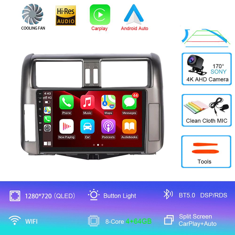 For Toyota Prado 2010-2013 Android 14 2din Car Radio Carplay Auto Stereo Radio GPS Navigation 4G WIFI DSP