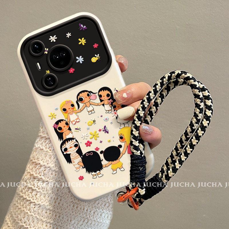 Applicable Huawei Pura80pro + Mobile Phone Case Internet Celebrity New High Sense P70por with Lanyard Circle Girl