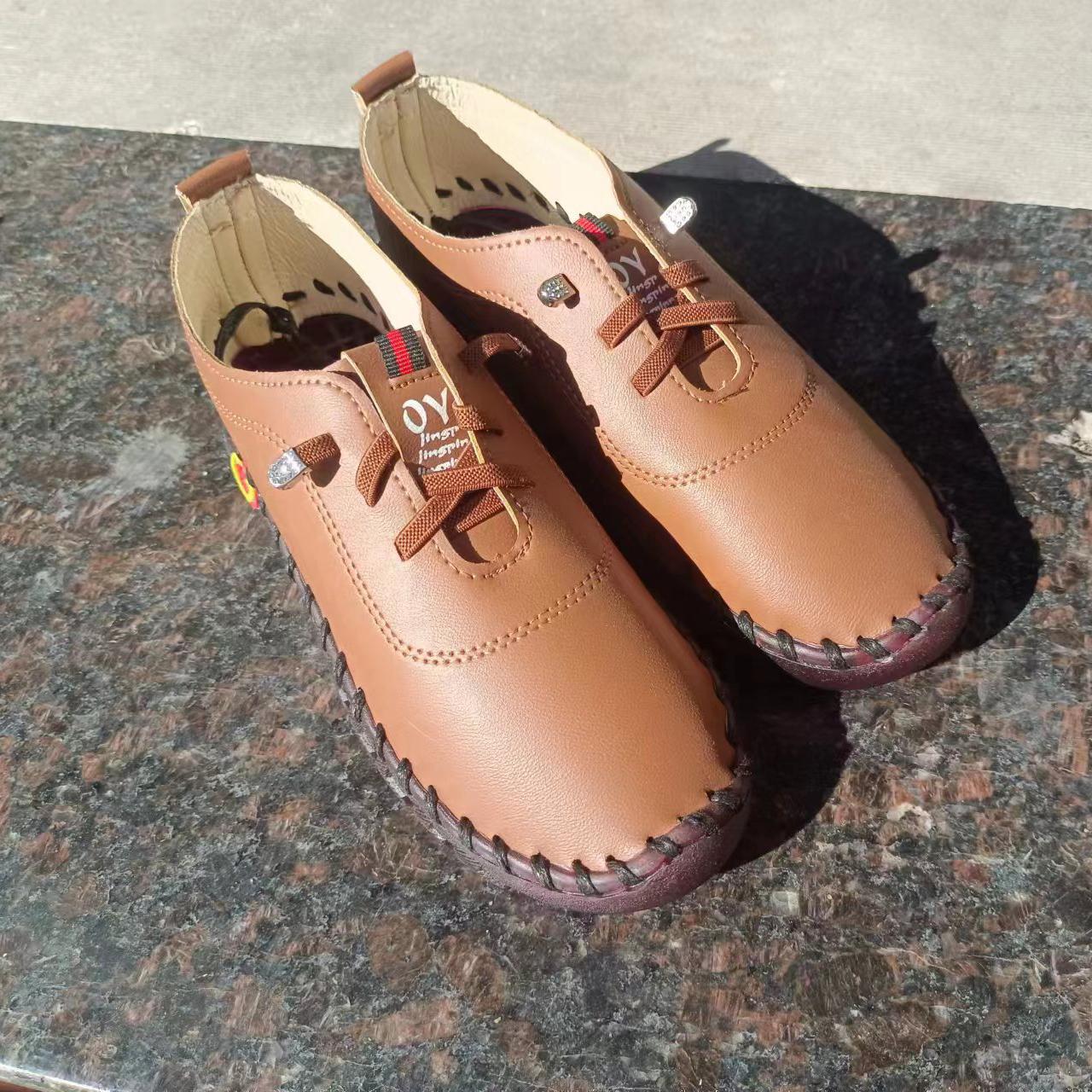 Лоферы на платформе MAITA, женская повседневная обувь, кожаная обувь на плоской подошве, удобная обувь без шнуровки для мам 35 хаки