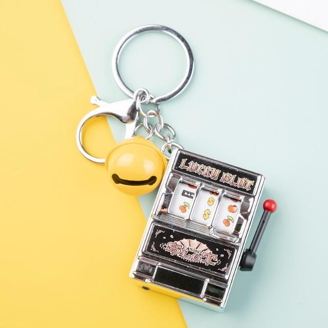 Fruit Slot Machine Keychain Mini Casino Lucky Jackpot Bag Charm Stress Reliever Novelty Gift For Kids Adults  Funny Toy
