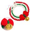 Pet Christmas Collar Adjustable Cute Hand Woven Cat And Dog Knit Cat Collar Scarf With Bell M Golden Bells Red Collar