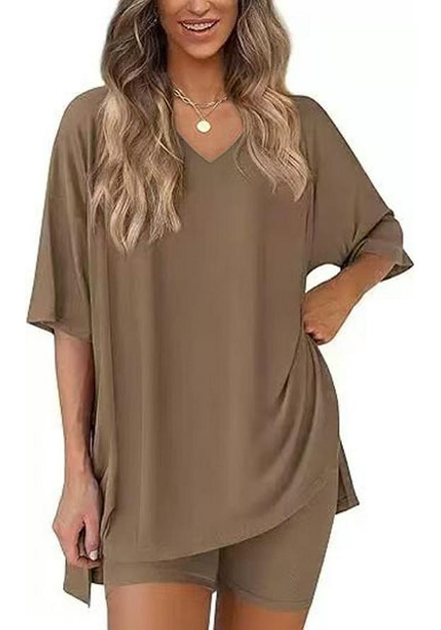 Women's Casual V-neck T-shirt & Shorts Homewear Set, 2026 Collection: Comfortable and Stylish 