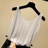 Women's Ice Silk Diamond Camisole Tank Tops Women's Vest Loose Short Sleeveless V-neck Bottoming Shirt