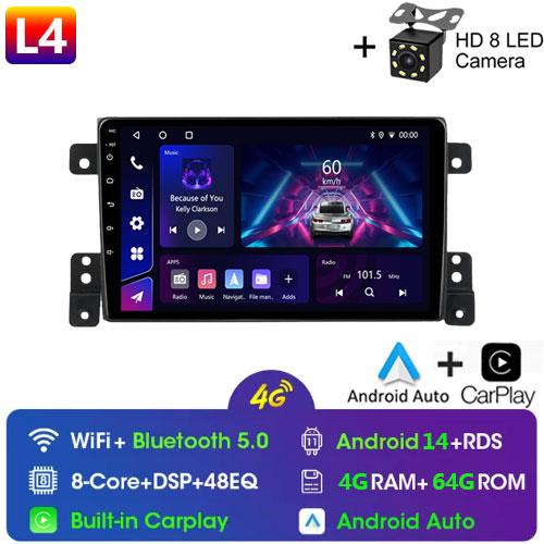 9 Inch 2 Din Car Radio for Suzuki Grand Vitara Escudo 2005-2015 Multimedia Android with Frame Carplay Autoradio Stereo
