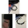 Black Stone Titanium Steel Men Women Street Fashion Geometric Bracelet For Casual Wear