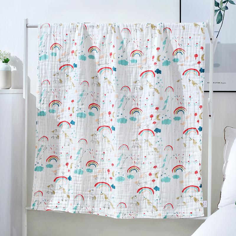 Baby Bath Towel Cotton Baby High-density Gauze Children's Quilt Six-layer Washed Cotton Cartoon Children's Quilt Printed