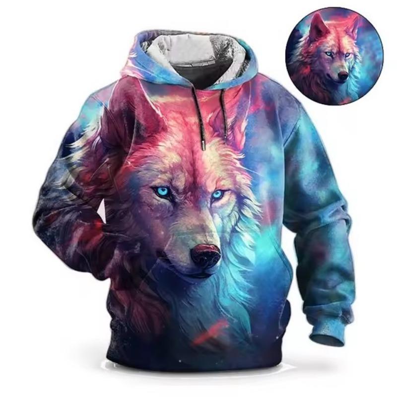 Animal Hoodie Men Wolf Print High-Quality Men's Pullover Autumn Fashion Top Street Hoodie Designer Long Sleeved Sportswear