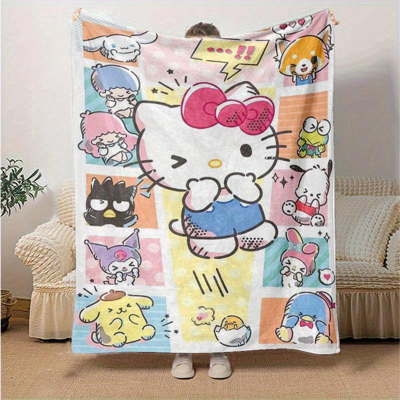

1pc Sanrio Adorable Hello Kitty and Friends Home Decor Blanket: Perfect Gift for Bedroom, Living Room, Travel, Camping, Car, Beach, Office Naps, Cozy 130x150cm
