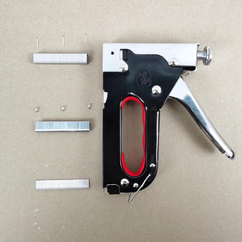 HFS(R) 3-in-1 Hand Stapler, Gun, Manual Stapler with 3000 Replacement Staples for Wiring, Repairs, Wood Backing, Carpentry, and Furniture