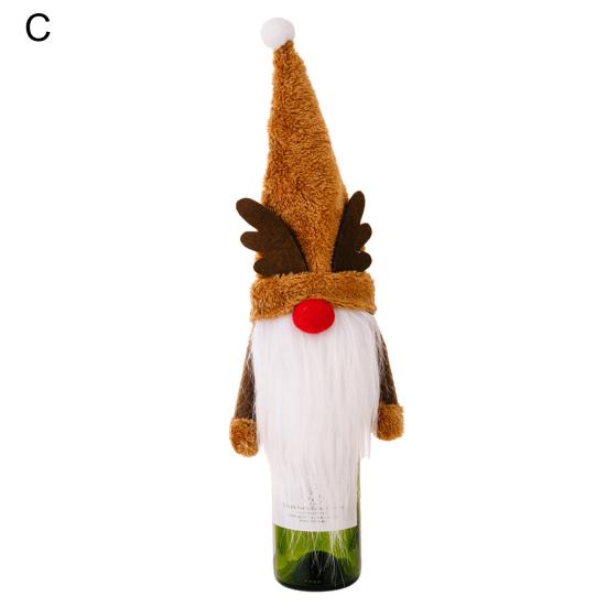 Champagne Bottle Cover Increase Atmosphere Reusable Fine Workmanship Wide Application Gift Decorate Cartoon Plush Christmas Wine Bottle Clothes