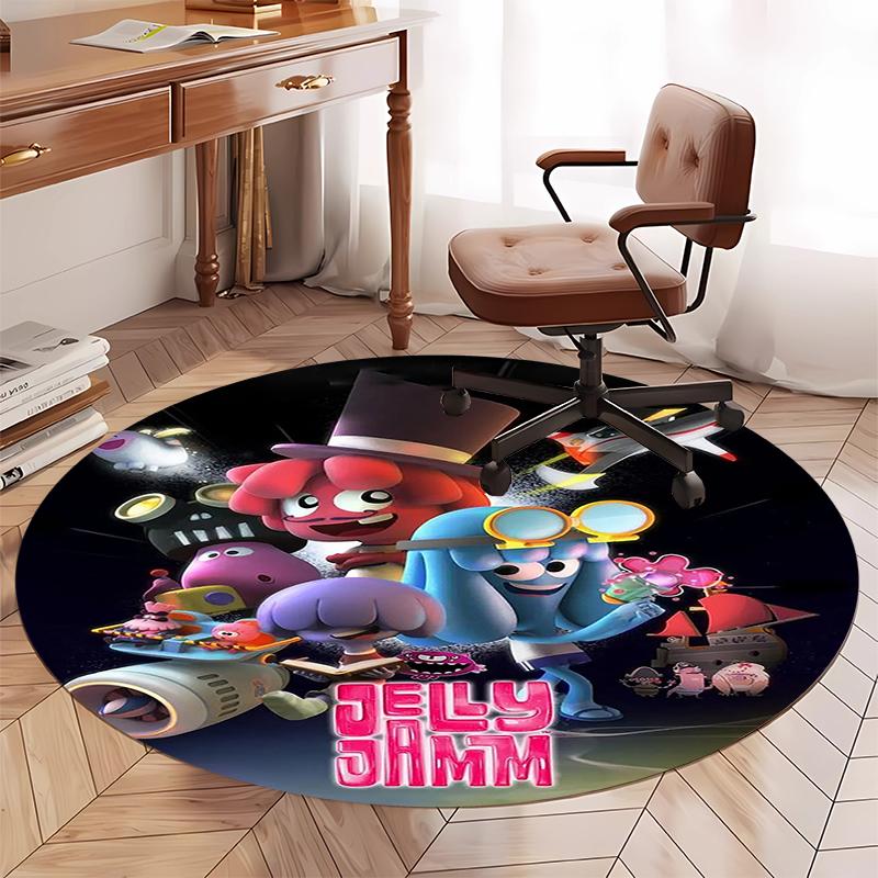 Jelly Jamm Printed Round Rug Carpet Chair Rug Area Rug Entryway Doormats,for Office Chair Living Room Bedroom Kitchen Room.