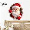 Holiday Wall Stickers for Cabinets 3D Christmas Santa Claus Stickers, Self Adhesive PVC Decals with Realistic Breaking Festive Murals Bedroom Effect,