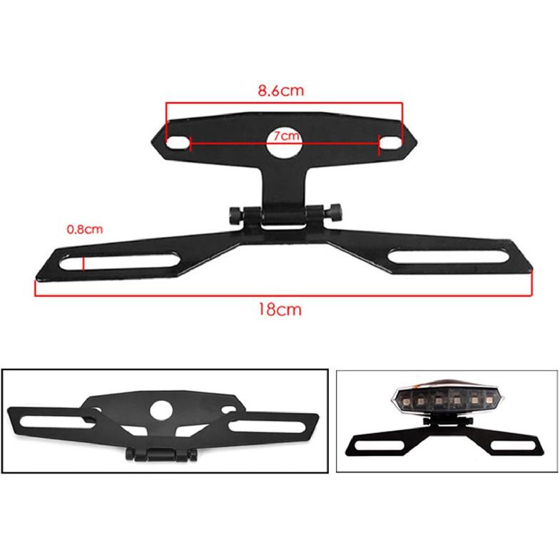 ANKIA Universal Adjustable Motorcycle Fold License Plate Tail Light Holder Motorbike License Plate Mount Holder Bracket for Suzuki Ducati Honda