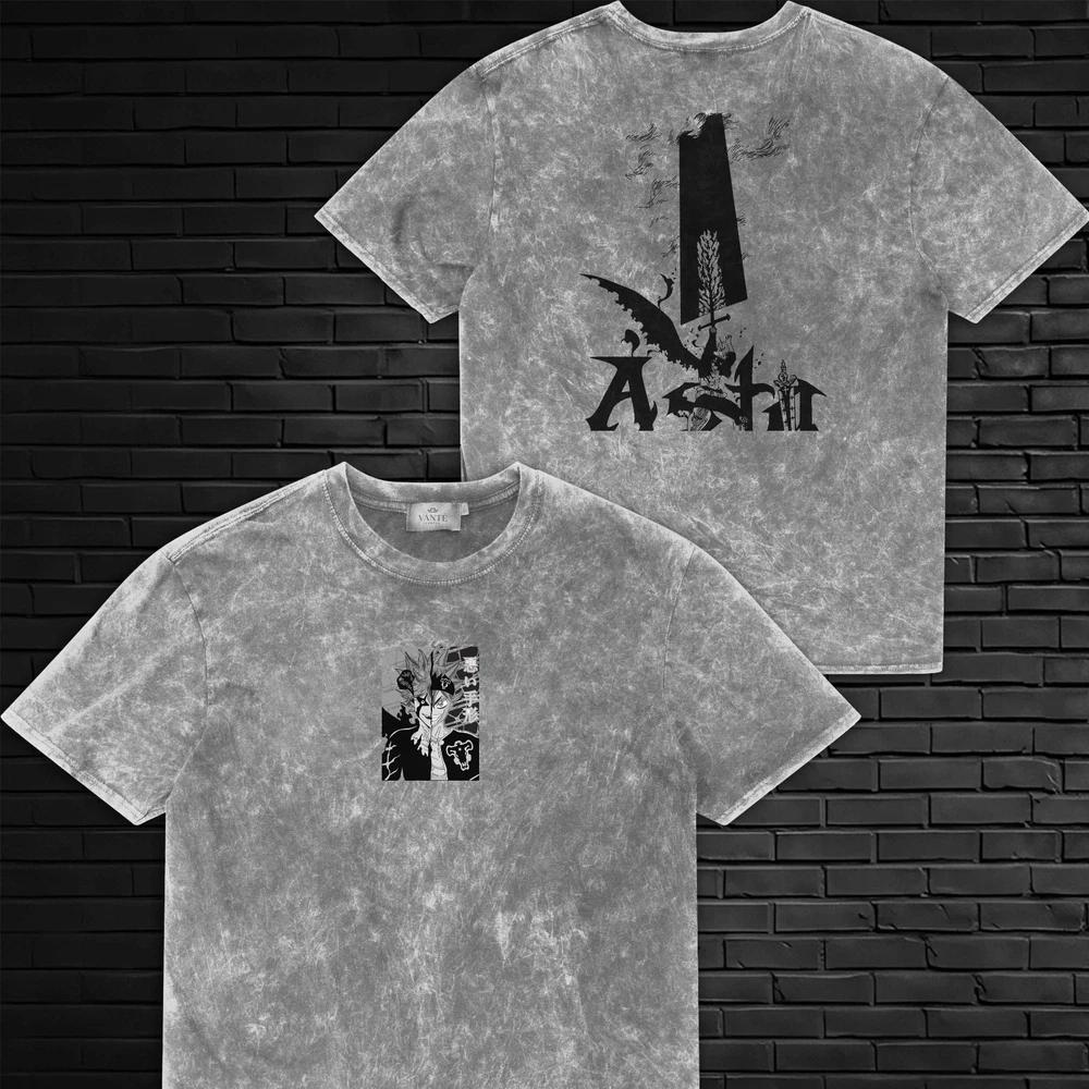 Asta Black Bulls Acid Wash TShirt Graphic Anime Tee Unisex Top L