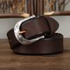 Men's Leather Belt Amekaji American Retro Manual Thickened First Layer Cowhide Stainless Steel Buckle Genuine Leather Belt Men's