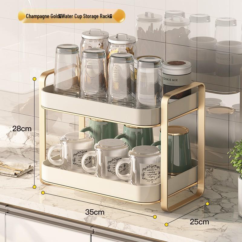 Multi-Layer Tea Set & Water Cup Storage Rack - Elegant Countertop Organizer