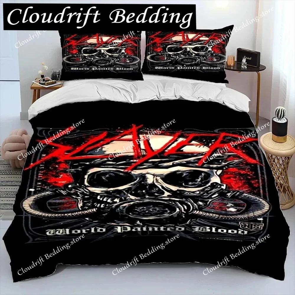 Slayer Heavy Metal Band Musik Bettdecke Bettwäsche-Set, Bettbezug Bett-Set Steppdeckenbezug Kissenbezug, King Queen Size Bettwäsche-Set Geschenk0