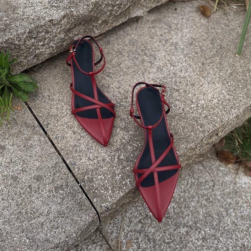 2025 Summer New Sandals Femininity Buckle Kitten High Heels Trendy Niche Design Simple Strap Women's Shoes