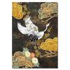Retro Chinesischer Stil Leinwandmalerei Goldener Fliegender Kran Abstrakte Sonne Tier Vogel Poster Drucke Wandkunst Bild für Wohnzimmer