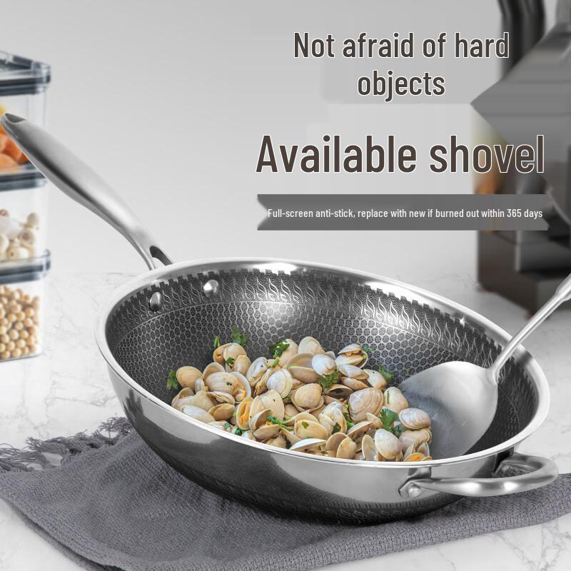 Yuzhuxun Double-Sided Honeycomb 316 Stainless Steel Wok