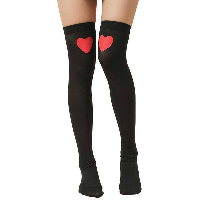 Mehrfarbige Kniehohe Halloween-Socken mit Herzmuster - Lolita Maid Stil