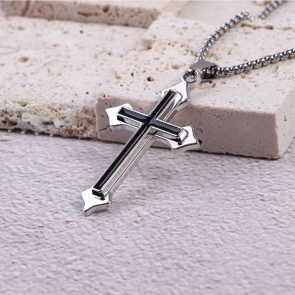 Hollow Street Style Stainless Steel Men Necklaces Clavicle Chains Cross Pendants Cross Necklaces