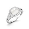 925 Sterling Silver 3.82  Cts Cushion Shape Pearl  Solitaire with Accent Wedding Women Ring