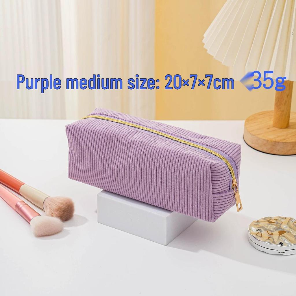 Korean Style Cute Corduroy Makeup Bag and Large Capacity Pencil Case for Girls
