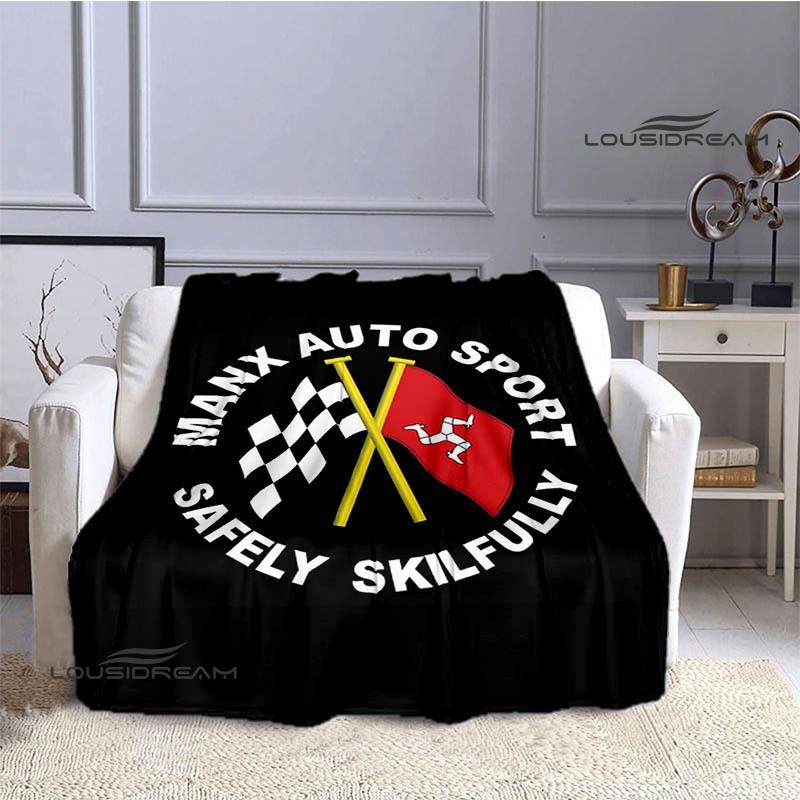 Motorcycle Isle of Man Tt Printed Blankets Flannel Warm Blanket Soft Cozy Blanket Travel Blankets Bed Linings Birthday Gift