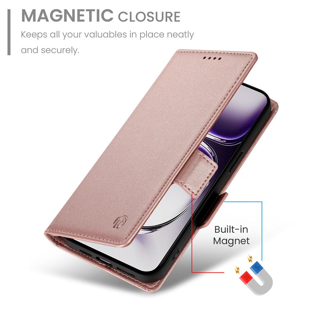 DF-010 For Oppo Reno12 5G (Global) Wallet Phone Case Stand PU Leather Flip Cover