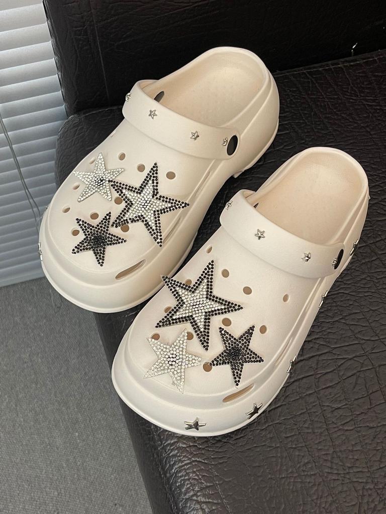 New summer platform hole shoes slippers women's outer wear summer out sandals women's bag head drag