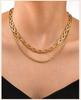 Chunky Chain Rope Link Stackable Necklace for Women, Stainless Steel Minimalist Jewelry, Gold Plated Oval Collar Chain Jewelry