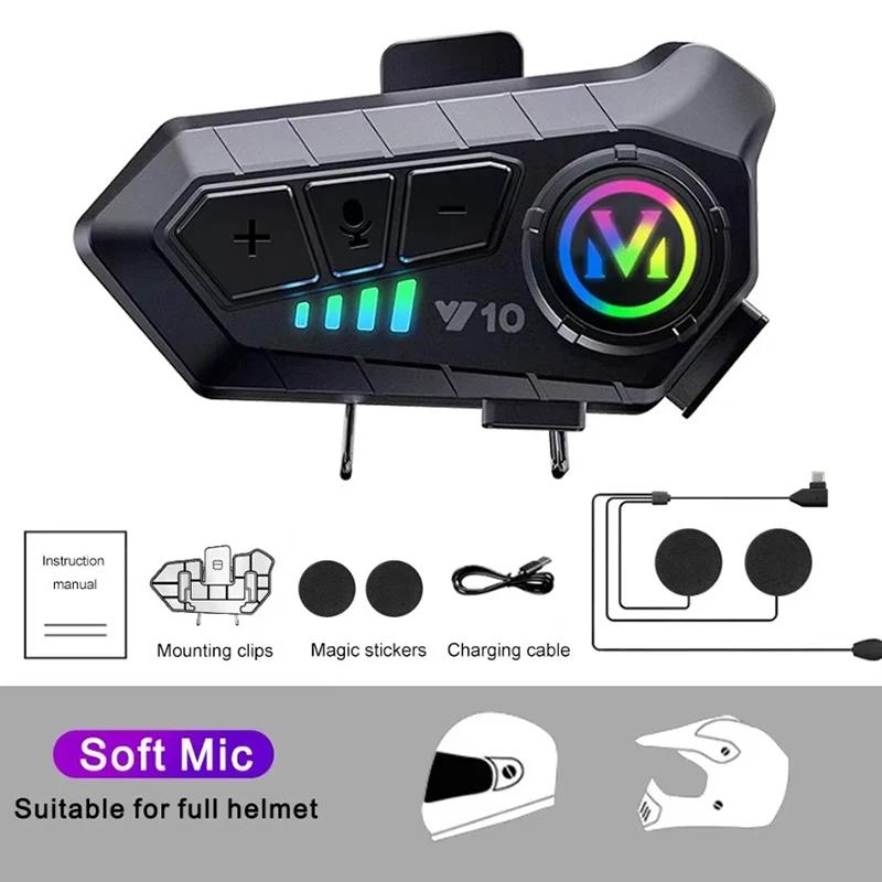 Y10 Bluetooth 5.3 Helmet Headset Wireless Hands-free Call Phone Kit Motorcycle Waterproof Earphone Music Player Speaker for Moto