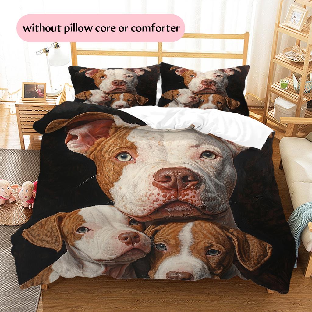 Pitbull Pattern Bedding Home Decoration Birthday Gift (1 * duvet cover + 2 * pillowcase, without core)