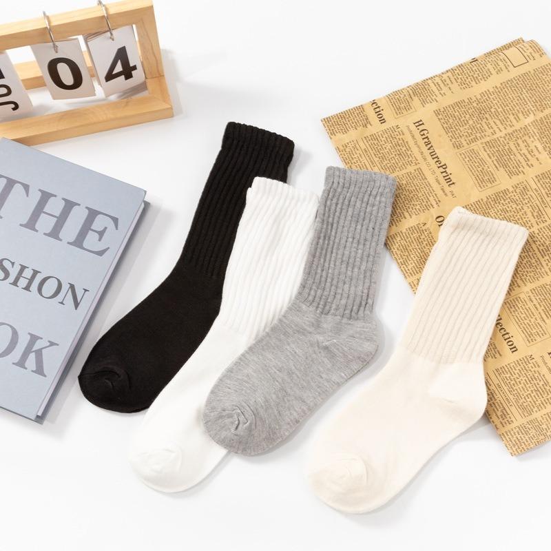 10 Pairs of Long Solid Color Socks for Women, Spring and Autumn Trendy Socks, Long Socks, Pile Socks, White