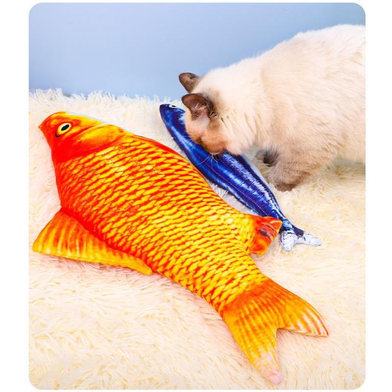Simulated Large Plush Fish Cat Toy With Catnip For Cat Self Play Boredom Relieving