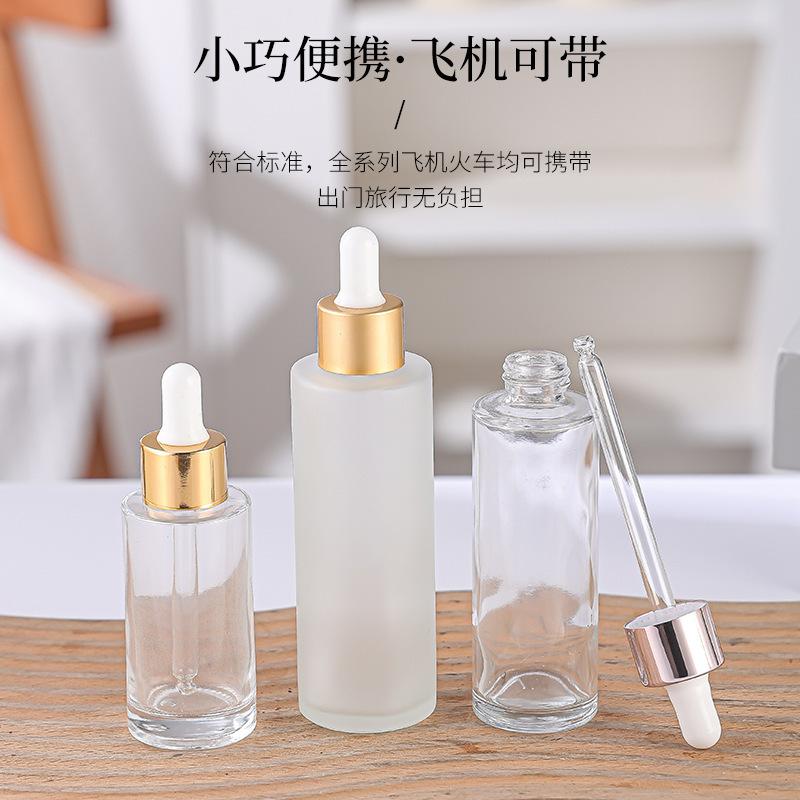 Frosted Glass Dropper Bottle 20-100ml, Straight Shoulder Essential Oil Serum Container for Skincare