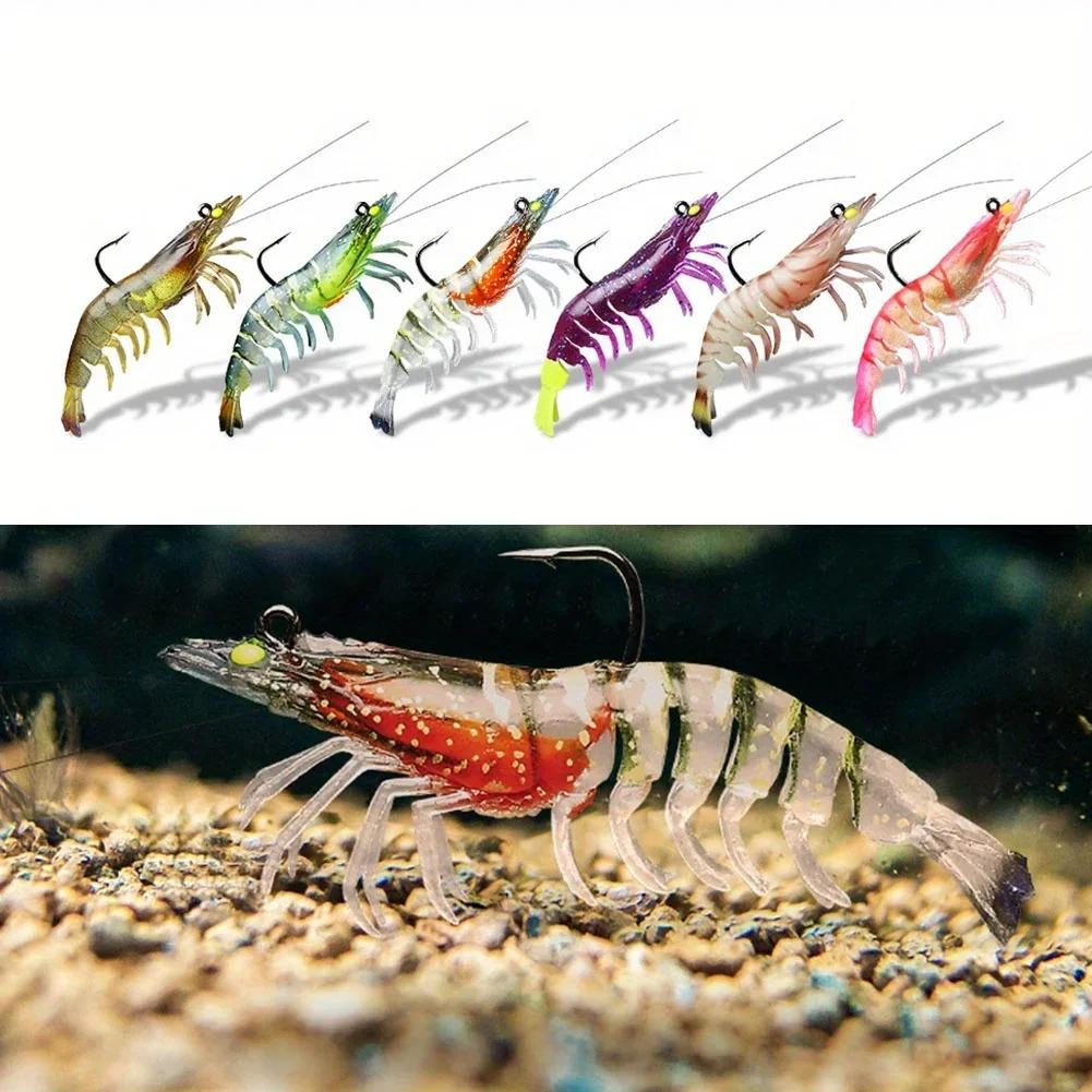 Artificial Luminous Shrimp Lure Soft Silicone Bait 1Pc 9cm 12g with Overweight Ultra-sharp Hook TPE Material Fish Accessories