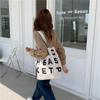 1 letter canvas bag lazy wind shoulder cloth bag women's large capacity tote bag