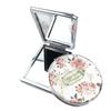 Floral Folding Double-Sided Makeup Mirror - Round PU Leather Cute Cartoon Design