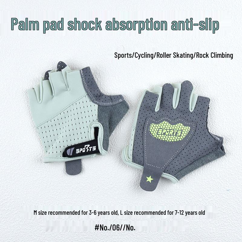 Kids' Non-Slip Half-Finger Sports Gloves: Breathable, Elastic, Wear-Resistant for Climbing, Cycling, Pull-ups & Skating.