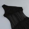 Elegant European One-Shoulder Party Evening Gown with High-End Mesh and Waist-Cinching Fishbone Design for Women
