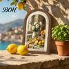 Décoration Murale Florale Décor Arqué Citron, Panneau en Bois Fleurs Pastorales, Décoration Style Bois Teck Nordique pour Maison Cuisine Chambre Salon