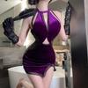 Purple Erotic Underwear Pure Desire Sexy Cheongsam Free Perspective Nightclub Uniform Temptation Qqny92