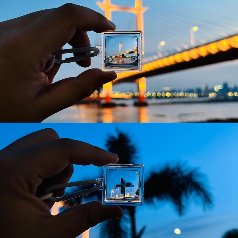 1Pc Blank Acrylic Pixel Filter Keychain Clear Frame Keyring Couple Anniversary Graduation Bag Pendant Diy Accessories