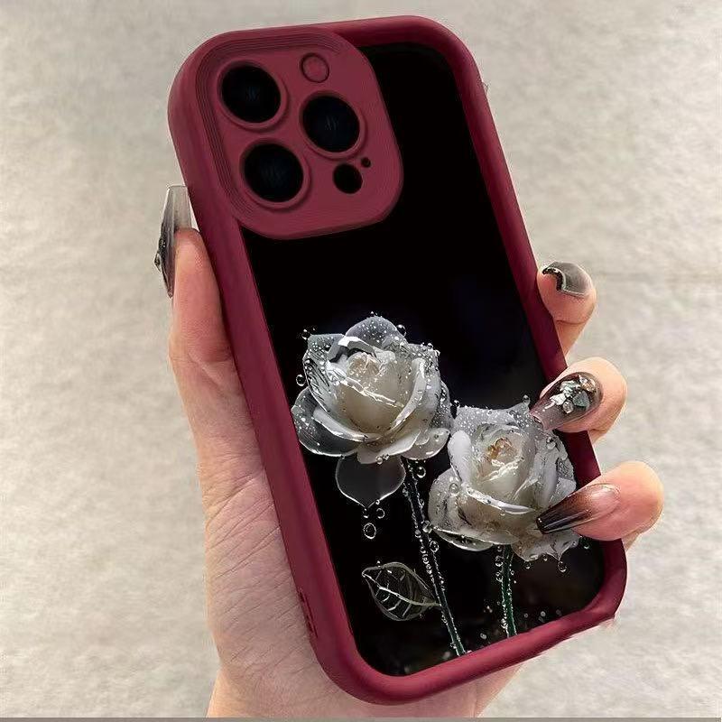 Crystal Rose iPhone Case: Compatible with 13, 14, 15 Pro, 16 Pro Max, and 17 models, offering full coverage protection.