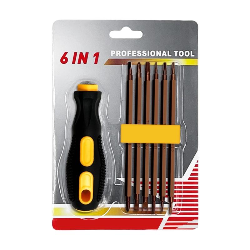 

6Piece Steel Magnetic Screwdriver Set for Secure Fastening Ergonomic NonSlip Handle Perfect for DIY Professional Use