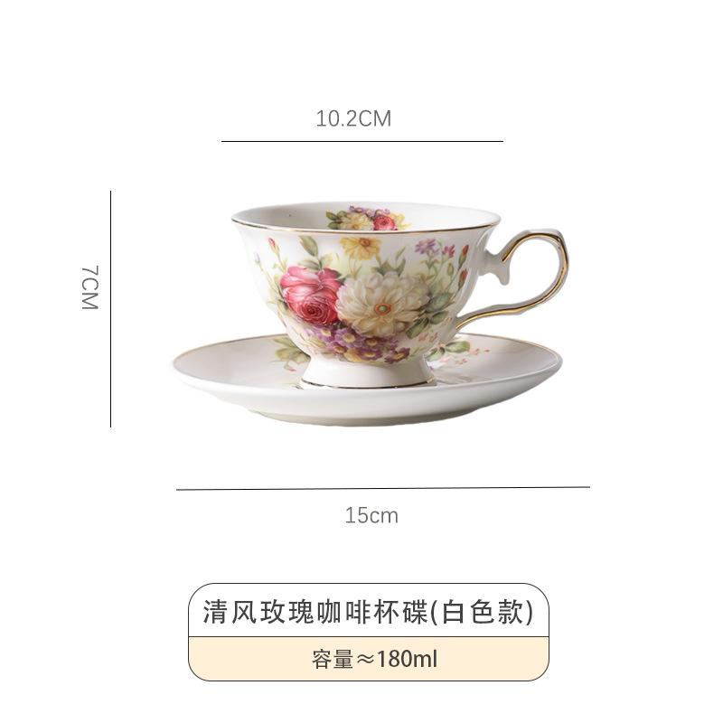 

Nordic Pastoral Style Rose Ceramic Mugs Light Luxury Coffee Cups Golden Edged Milk Cup Breakfast Mug Kitchen Drinkware 180-300ml