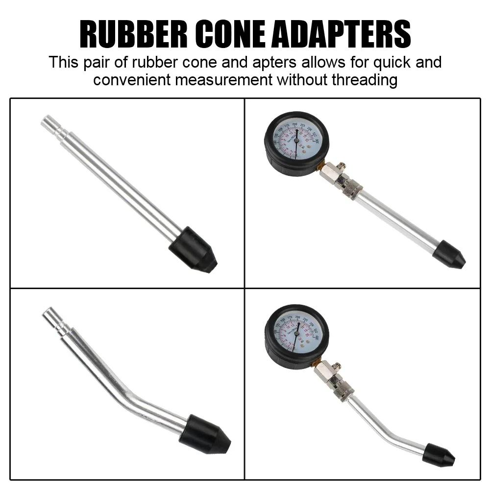 Auto-Zylinderkompressionsprüfer-Kit mit M10-M18-Adapter 0-300 PSI Manometer für Benzinmotoren Auto Motorrad Diagnosewerkzeuge