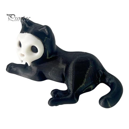 

1 шт./2 шт. Статуэтка кошки, держатель для ручки, мини-фигурка для лежания кошки, подставка для ручки, новинка, череп, морда, черная кошка, украшение для домашнего офиса, декор стола A